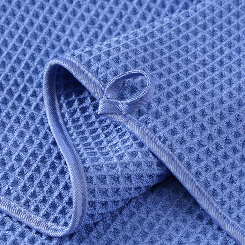 Microfiber Waffle Bath Towels, 4 Pieces, Soft, Absorbent, Fast Drying, Lint Free 430 GSM (27''x55''/68.58 cm x139.7 cm) - color: Dark Blue