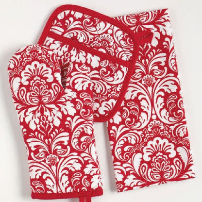 DII Cotton Dish Towel Set Damask Print, 18x28, Tango Red, 2 Count - color: Tango Red, size: Dishtowel, 18x28"