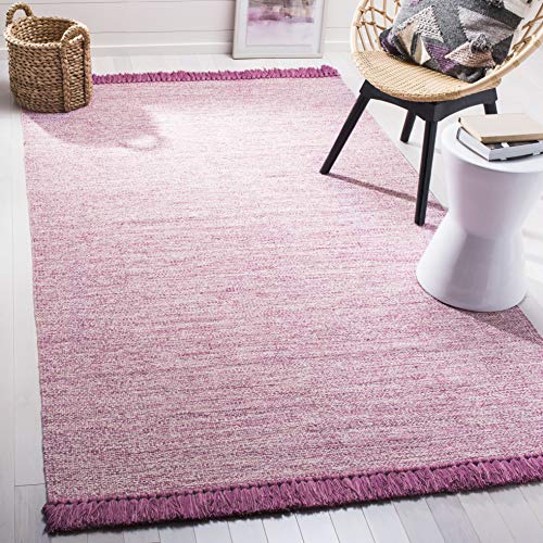 SAFAVIEH Montauk Collection Area Rug - 5' x 8', Pink, Handmade Tassel Cotton, Ideal for High Traffic Areas in Living Room, Bedroom (MTK610P) - color: Pink, size: 5' x 8' (Rectangular)