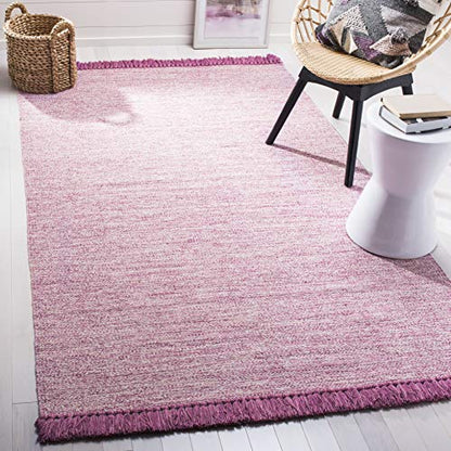 SAFAVIEH Montauk Collection Area Rug - 5' x 8', Pink, Handmade Tassel Cotton, Ideal for High Traffic Areas in Living Room, Bedroom (MTK610P) - color: Pink, size: 5' x 8' (Rectangular)