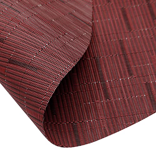 SHACOS Large Size Wedge Placemats with Centerpiece Round Mat Set of 5 Round Table Place Mats Washable Dining Table Placemats Reversible Durable, Burgundy - color: Burgundy