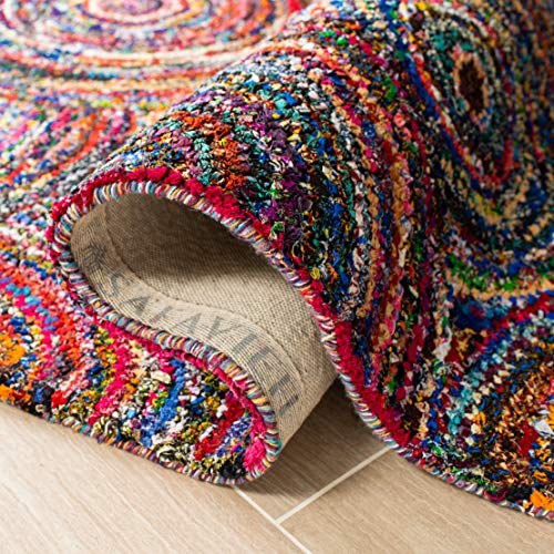 SAFAVIEH Nantucket Collection Accent Rug - 2'3" x 4', Multi, Handmade Boho Abstract Circles Cotton, Ideal for High Traffic Areas in Entryway, Living Room, Bedroom (NAN514A)