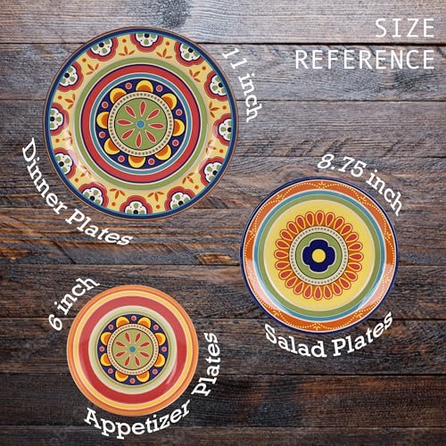 Bico Tunisian Salad Plates Set of 4, 8.75 Inch Ceramic Dessert Plates for Salad, Appetizer, Side Dishes, Microwave and Dishwasher Safe, Gift for Housewarming and Thanksgiving - color: Tunisian
