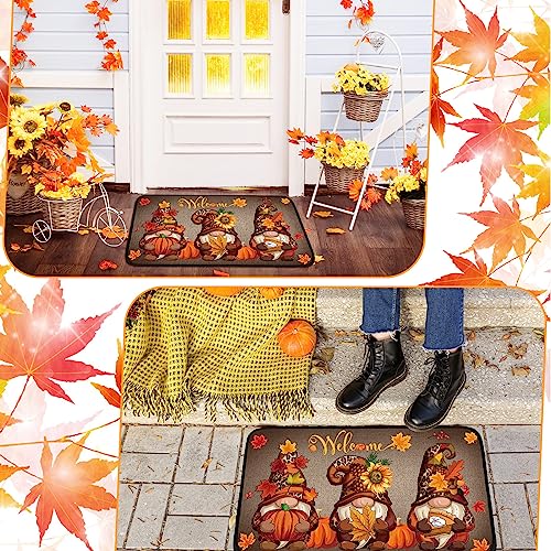 Zhanmai 3 Pcs Gnome Welcome Door Mat, Fall Halloween Christmas | 27.6 X 17.7 Inch Nonslip Rubber Backing, Rugs for Front Door Entryway Porch, Thanksgiving Harvest Home Decor with Gnomes