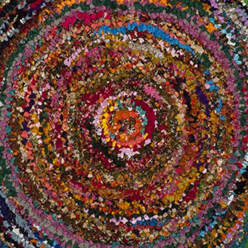 SAFAVIEH Nantucket Collection Area Rug - 8' Round, Multi, Handmade Boho Abstract Circle Cotton, Ideal for High Traffic Areas in Living Room, Bedroom (NAN315A) - size: 8' (Round)