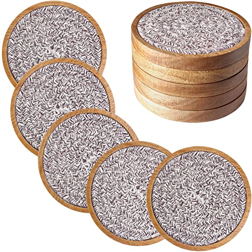 Eykao 5 Pack Absorbent Coasters for Drinks, 4.3 Inches Cork for Coffee Tables, Wooden Drink Protection, Cute for Kitchen, Farmhouse, and Office (Dark Brown Series) - color: #3 Dark Brown, size: 5 Pack