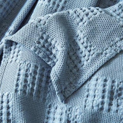 100% Cotton Waffle Knit Blanket,Lightweight,Breathable and Soft, Waffle Weave Blanket for Summer Spring,Blue,150 x 200 cm / 59 x 79 inch - color: Blue, size: Single Size 59x79 inch