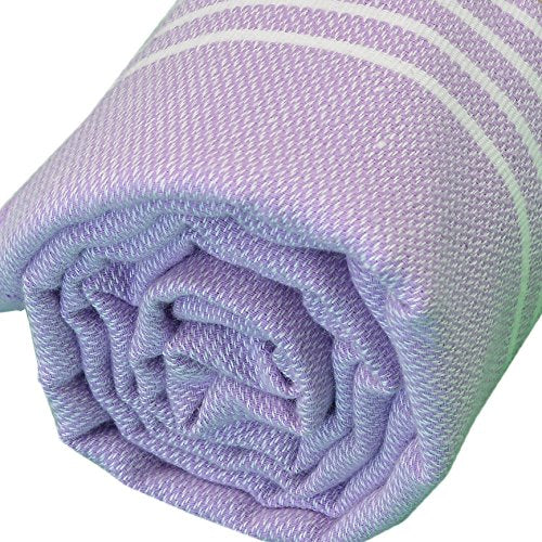 Bersuse Towels Anatolia XL Beach Blanket Throw Blanket Turkish Towel 100% Cotton Extra-Large Quick-Dry Lightweight Premium Peshtemal Towel - 61x82 Inches, Lilac - color: Lilac