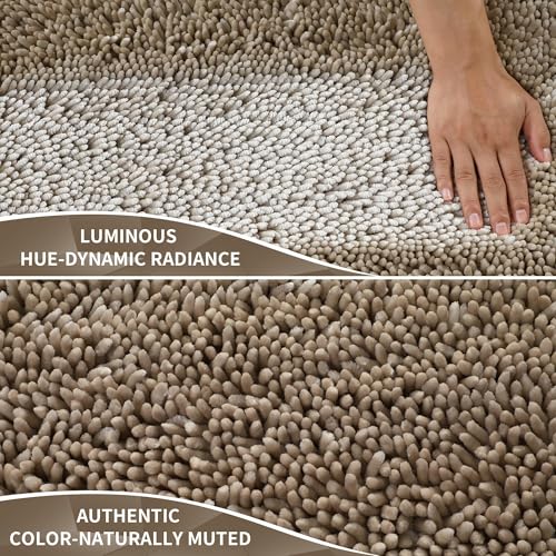 Yimobra Non-Slip Extra Thick Chenille Bath Mats, Soft Absorbent Machine Washable Quick Dry Rugs for Bathroom Tub and Shower