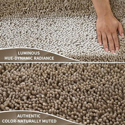 Yimobra Non-Slip Extra Thick Chenille Bath Mats, Soft Absorbent Machine Washable Quick Dry Rugs for Bathroom Tub and Shower