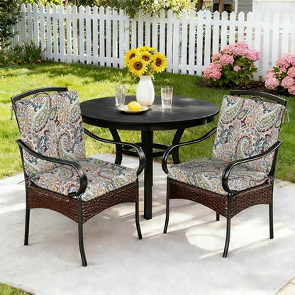 DYTXIII Outdoor Midback Chair Cushions Set of 2-20"x17" Water Repellent & Fade-Resistant Patio Seat Cushions with High-Resiliency Foam, Non-Slip Ties for Dining, Balcony Furniture-Paisley Chilli - color: Paisley Chilli