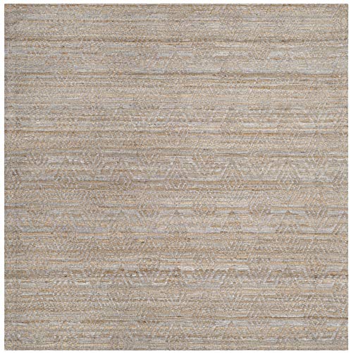 SAFAVIEH Cape Cod Collection Area Rug - 6' Square, Grey & Sand, Handmade Flat Weave Jute, Ideal for High Traffic Areas in Living Room, Bedroom (CAP412A) - size: 6' x 6' (Square)