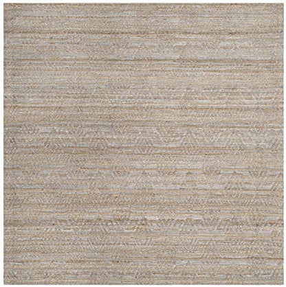 SAFAVIEH Cape Cod Collection Area Rug - 6' Square, Grey & Sand, Handmade Flat Weave Jute, Ideal for High Traffic Areas in Living Room, Bedroom (CAP412A) - size: 6' x 6' (Square)