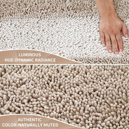 Yimobra Non-Slip Extra Thick Chenille Bath Mats, Soft Absorbent Machine Washable Quick Dry Rugs for Bathroom Tub and Shower