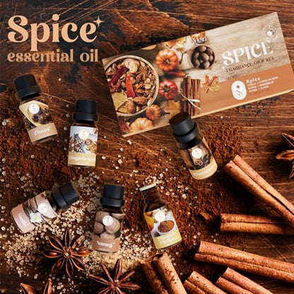 Soulorigin Autumn Spice Essential Oils Set – Cozy Fall Fragrance Oils for Diffuser & Candle Making – Cinnamon, Vanilla, Pumpkin Pie, Nutmeg, Clove, Gingerbread – Warm Home Aroma & Gift Set - color: Spice
