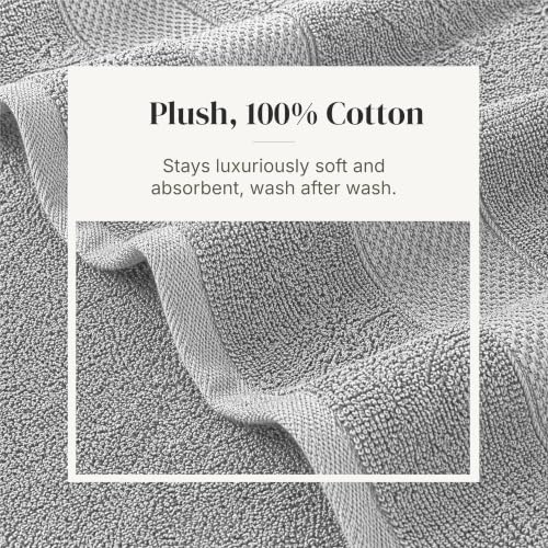 Modern Threads 6 Piece Cotton Bath Towel Set – Ultra Soft 600 GSM Towels – Bathroom Set with Hand Towels and Washcloths – Waffle (Silver Cloud) - color: Silver Cloud, size: Standard, style: Waffle