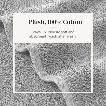 Modern Threads 6 Piece Cotton Bath Towel Set – Ultra Soft 600 GSM Towels – Bathroom Set with Hand Towels and Washcloths – Waffle (Silver Cloud) - color: Silver Cloud, size: Standard, style: Waffle