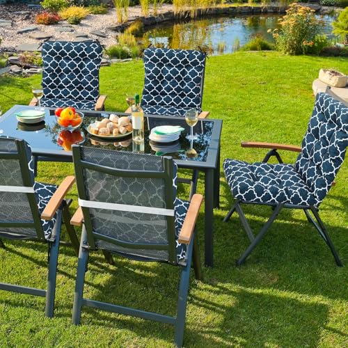 Hoteam 4 Set Outdoor Patio Chair Cushions 20 x 42 in Deep Seat Waterproof Patio Cushions Set for Furniture Replacement Removable Seat and Back (Lantern) - style: Lantern