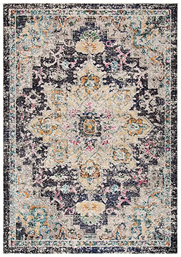 SAFAVIEH Madison Collection Area Rug - 2'2" x 4', Black & Gold, Boho Chic Distressed Medallion Design, Non-Shedding & Easy to Clean, Ideal for Living Room, Bedroom, Dining Space (MAD473Z) - color: Black/Gold, size: 2'2" x 4' (Rectangular)