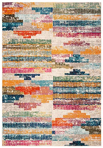 SAFAVIEH Madison Collection Accent Rug - 2'2" x 4', Ivory & Multi, Boho Abstract Distressed Design, Non-Shedding & Easy Care, Ideal for High Traffic Areas in Entryway, Living Room, Bedroom (MAD417C) - size: 2'2" x 4' (Rectangular)