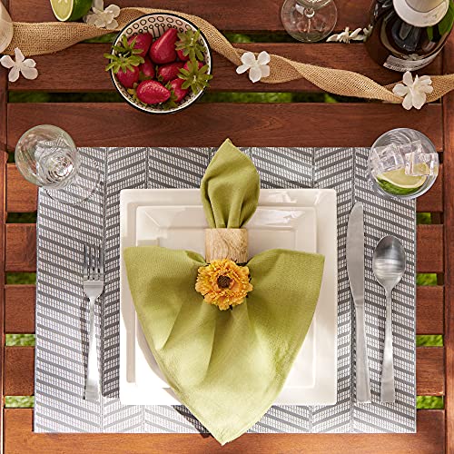 DII Farmhouse Stripe Woven Tabletop Collection Placemat Set, 13x17.25, Gray, 6 Piece - color: Gray