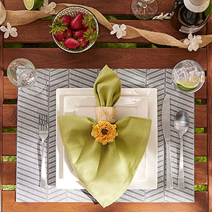 DII Farmhouse Stripe Woven Tabletop Collection Placemat Set, 13x17.25, Gray, 6 Piece - color: Gray