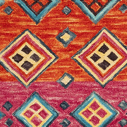 SAFAVIEH Aspen Collection 2'3" x 7' Orange / Fuchsia APN138A Handmade Boho Braided Tassel Wool Runner Rug - size: 2'3" x 7' (Runner)