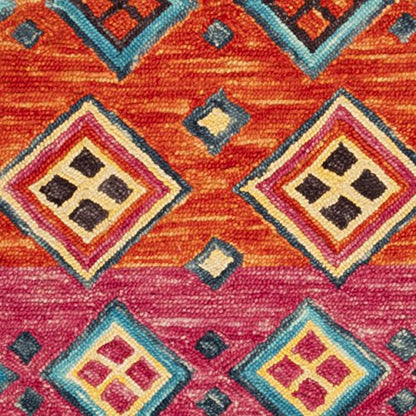 SAFAVIEH Aspen Collection 2'3" x 7' Orange / Fuchsia APN138A Handmade Boho Braided Tassel Wool Runner Rug - size: 2'3" x 7' (Runner)