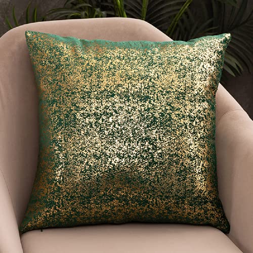 Deeprove Throw Pillow Cover Both Sides Sparkle Gold Foil Print, Soft Velvet Hidden Zipper Closure Accent Pillow Cushion Case for Bedroom, Living Room, Sofa, Square 20 x 20 Inches 1 Pack, Dark Green - color: Dark Green, size: 20" x 20" (Pack of 1)