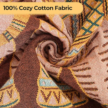Elephant Pattern Boho Throw Blanket for Bed Couch 60"×80" Brown | 4-Layer Gauze Breathable Reversible Muslin Blanket,Soft Lightweight All Season Quilt with Fringe,Multi-purpose Blanket - color: Brown Elephant, size: 60''x80''