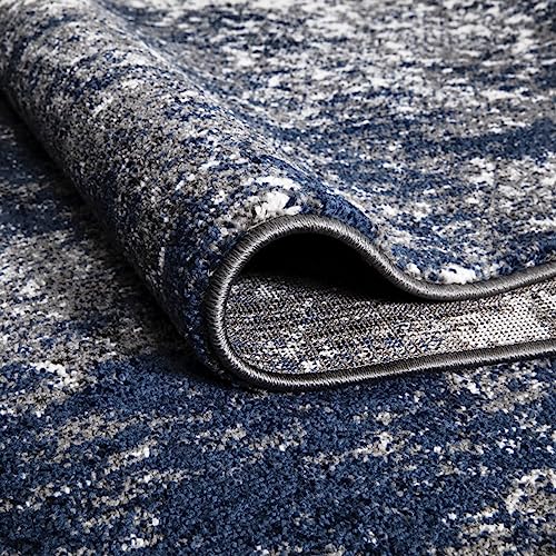 Keen Home Design Throw Rugs - 24"x36" Non-Shedding, Thick Pile Abstract Rugs for Kitchen, Living Room, Bedroom, Dining Room, Entryway - Size: 2' x 3', Abstract Navy/Gray - color: Abstract Navy/Gray, size: 2' x 3' (Rectangular)