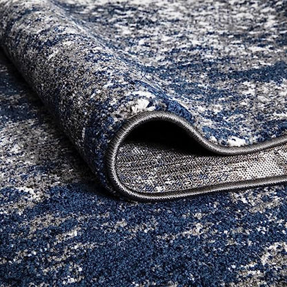 Keen Home Design Throw Rugs - 24"x36" Non-Shedding, Thick Pile Abstract Rugs for Kitchen, Living Room, Bedroom, Dining Room, Entryway - Size: 2' x 3', Abstract Navy/Gray - color: Abstract Navy/Gray, size: 2' x 3' (Rectangular)