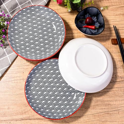7 Inch Ceramic Plates, Set of 4 - Small Round Dessert & Appetizer Plates, Underglaze Color (LBL) - color: LBL