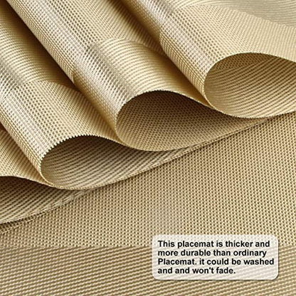 DACHUI Placemats Set of 6, Stylish Woven Place Mats, Washable & Durable - color: Gold, size: 6PCS