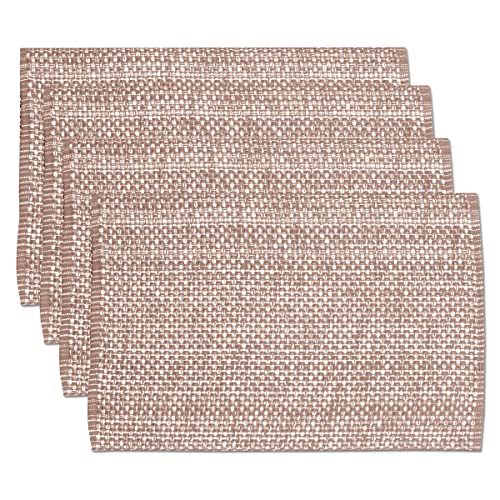 Sweet Home Collection 100% Cotton Placemats for Dining Room Rectangle Two Tone Woven Fabric 13" x 19" Soft Durable Table Mat Set, Set of 6, Taupe - color: Taupe, size: Rectangle 13" x 19"