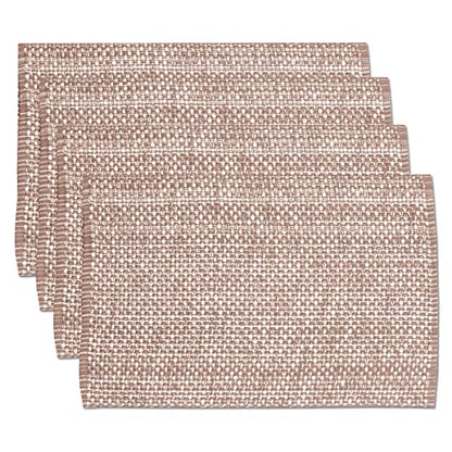 Sweet Home Collection 100% Cotton Placemats for Dining Room Rectangle Two Tone Woven Fabric 13" x 19" Soft Durable Table Mat Set, Set of 6, Taupe - color: Taupe, size: Rectangle 13" x 19"