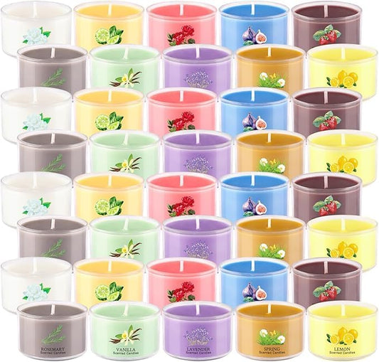 40 Pack Scented Candle Set, 10 Fragrances, 35g Natural Soy Wax Candles with Smokeless Cotton Wicks, Ideal for Home Decor, Yoga, Meditation, Spa & Gifting.Mother's Day - color: 40 Colors