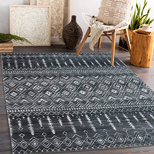 ReaLife Machine Washable Area Rug Runner - Living Room Bedroom Bathroom Kitchen Entryway Office - Padded Low Pile Stain Resistant Premium - Geometric Moroccan Diamond - Jace 2'6" x 6' - color: Jace, size: 2'6" x 6' (Rectangular)