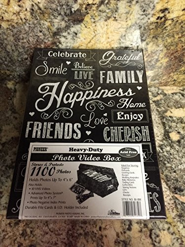 Pioneer Photo Albums B-1BW/CHLKH Chalkboard Happiness Design Photo Storage Box - color: Chalkboad Happiness Design, size: Pack of 1