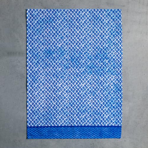 Maison d' Hermine Kitchen Towels Set of 3 Reusable 100% Cotton 27.50" x 20" | Cloth Tea Dish Towels Absorbent with Hanging Loop for Kitchen Dining Party Wedding Hotel Home Spring Summer - Indigo Love - color: 034 - Indigo Love