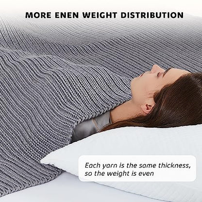 L'AGRATY Knitted Weighted Blanket - 48"x72" 15lbs Cooling Chunky Knit Heavy Blanket for Adults Braided Crochet Throw Thick Cable Yarn Knit Decorative No Beads Evenly Weighted Machine Washable | No Beads Evenly Weighted Machine Washable Chunky Braided Croc
