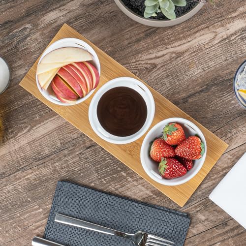 Restaurantware 6 oz Rectangle White Bamboo Porcelain Basket Bowl Set - size: Triple set, style: Basket