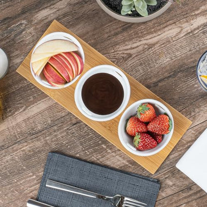 Restaurantware 6 oz Rectangle White Bamboo Porcelain Basket Bowl Set - size: Triple set, style: Basket