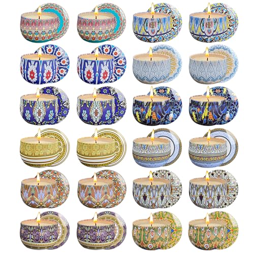 24 Pack Scented Candles Set for Home, Relaxing Stress Relief, Aromatherapy, Russian Patterns - Natural Soy Wax and Fragrance - Gifts for Women, Mom, Best Friend, Wife, Birthday