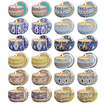 24 Pack Scented Candles Set for Home, Relaxing Stress Relief, Aromatherapy, Russian Patterns - Natural Soy Wax and Fragrance - Gifts for Women, Mom, Best Friend, Wife, Birthday