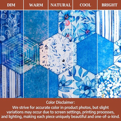 Maison d' Hermine Kitchen Towels Set of 3 Reusable 100% Cotton 27.50" x 20" | Cloth Tea Dish Towels Absorbent with Hanging Loop for Kitchen Dining Party Wedding Hotel Home Spring Summer - Summer Blues - color: 039 - Summer Blues