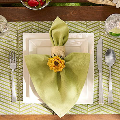 DII Farmhouse Stripe Woven Tabletop Collection Placemat Set, 13x17.25, Antique Green, 6 Piece - color: Antique Green
