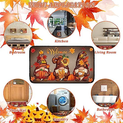 Zhanmai 3 Pcs Gnome Welcome Door Mat, Fall Halloween Christmas | 27.6 X 17.7 Inch Nonslip Rubber Backing, Rugs for Front Door Entryway Porch, Thanksgiving Harvest Home Decor with Gnomes