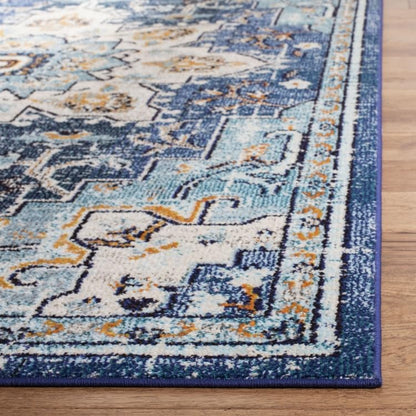 SAFAVIEH Madison Collection Area Rug - 2'2" x 4', Blue & Light Blue, Boho Chic Distressed Medallion Design, Non-Shedding & Easy to Clean, Ideal for Living Room, Bedroom, Dining Space (MAD473M) - color: Blue/Light Blue, size: 2'2" x 4' (Rectangular)