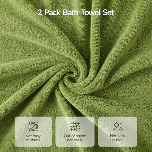 ecolook Ultra Soft 6-Piece Towel Set, 100% Cotton | Lighter Weight, Quick Dry, Highly Absorbent, 2 Bath, 2 Hand, 2 Washcloths, Perfect for Bathroom, Green - color: Green
